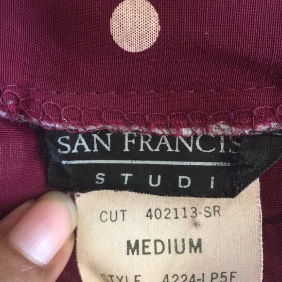 Shortsleeved Maroon Polka Dot Blouse - Picture 5 of 9